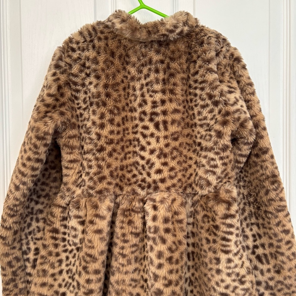 Leopard Faux Fur Dress Coat | Tahari Girls 7 - Picture 9 of 11